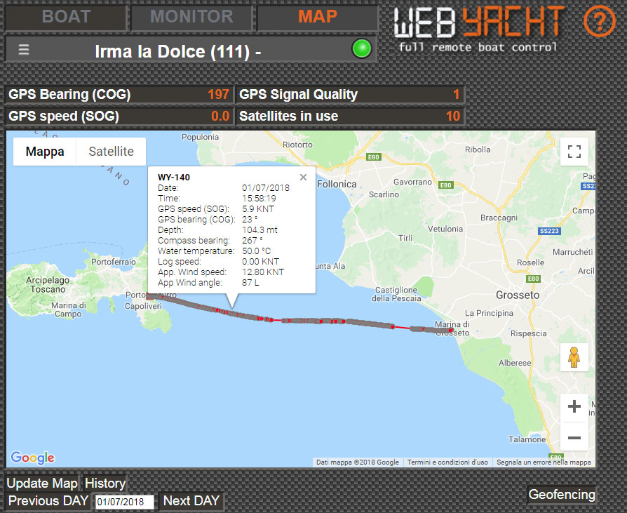 tracking mappa web-yacht